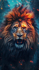 Fototapeta premium Lion head portrait, created with Generative Ai technology 