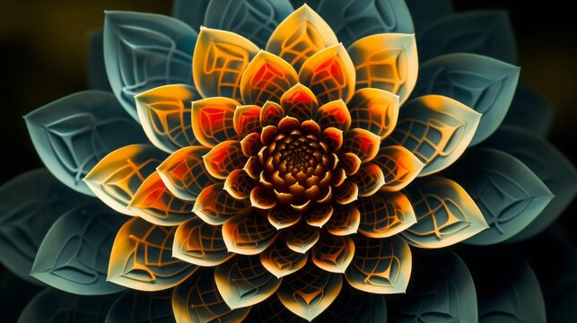 fibonacci sequence flower, copy space, background, high quality, 16:9