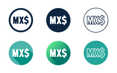 Mexican Peso Currency Symbol Icon Set