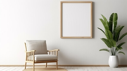 mockup frame in farmhouse living room.
