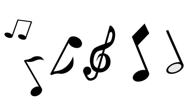 animated musical notes on white background