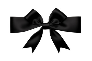 Black tied silk ribbon on transparent background