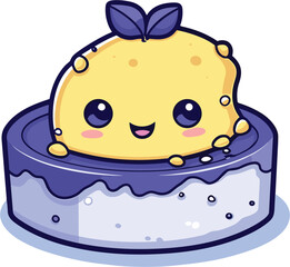Lemon Blueberry Cheesecake, Illustration Vector