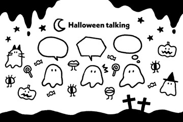 ハロウィーン　おばけと吹き出し © mu