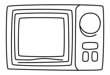 Microwave - Defrost and Heating Electric Equipment Doodle Art for Cooking Oven and Kitchenware Theme
