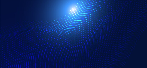 Futuristic technology background. Blue line wave light screen abstract vector illustration.