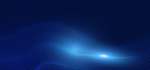Futuristic technology background. Blue line wave light screen abstract vector illustration.