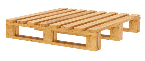 Wooden pallet in realistic in on transparent background in 3d render 