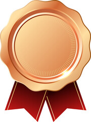 Gold, silver and bronze medals vector.Champion and winner awards Sports medal set with red ribbon.