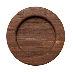 Round wooden board in realistic in on transparent background in 3d render 
