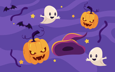 Flat halloween background vector