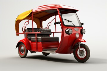 3D-rendered auto rickshaw on white background. Generative AI - obrazy, fototapety, plakaty