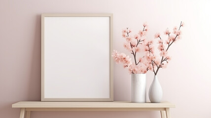 mockup frame in farmhouse living room.