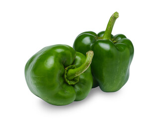  Green bell pepper isolated on white background, clipping path.