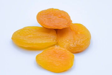Dried apricots close-up on a white background