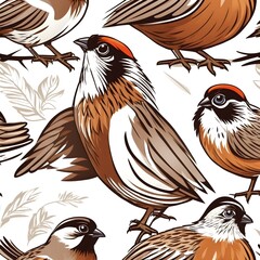 Naklejka premium Bobwhite Bird Illustration AI Generative