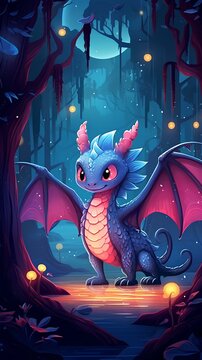 Dragon in the fantasy forest