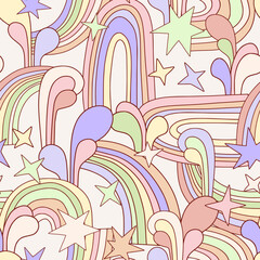 Groovy retro 70s seamless pattern - 648207415