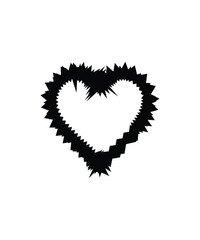 Black Heart Shape Silhouette Vector, Black Love Icon