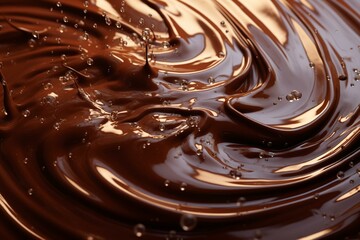Close-up view of a chocolate splash in liquid form. Generative AI