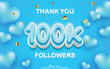 Thanks for the 100k followers, 100k followers of social media background template design