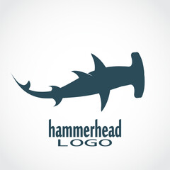 hammerhead shark elegant silhouette logo - obrazy, fototapety, plakaty