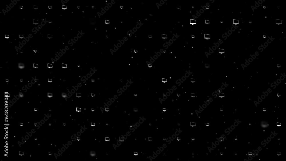 Poster template animation of evenly spaced monoblock symbols of different sizes and opacity. animation of t