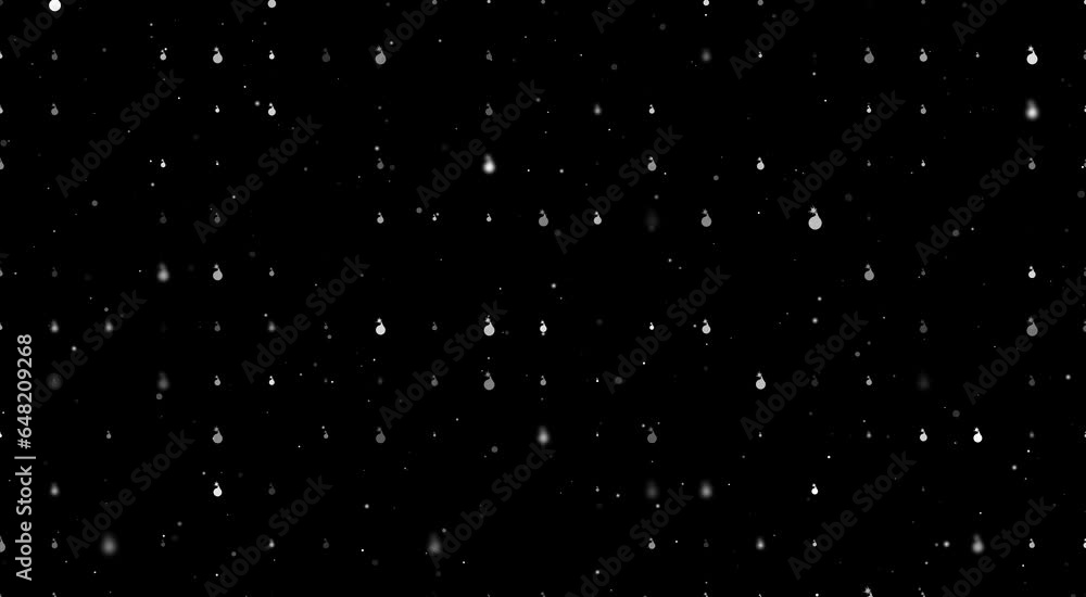 Poster template animation of evenly spaced bomb symbols of different sizes and opacity. animation of transp