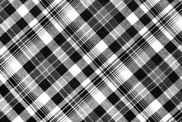 Black and white checkered fabric. Checkered material. Textile