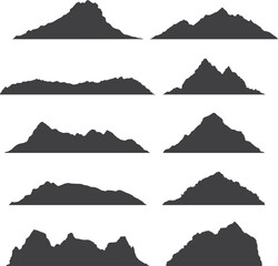Fototapeta premium Mountains silhouettes Vector set on the white background of outdoor design elements
