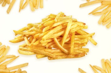 Falling tasty fast food french fries potato