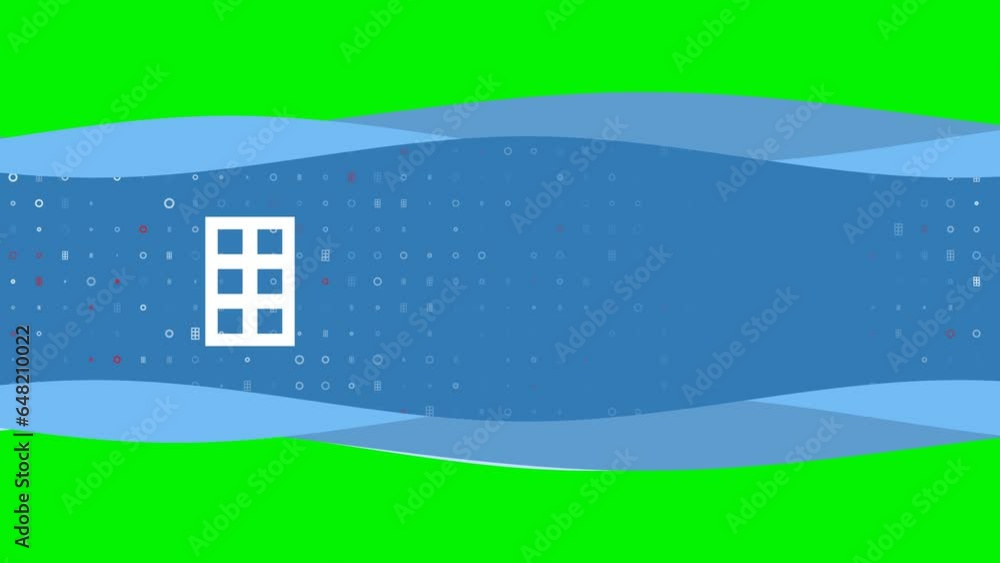 Poster animation of blue banner waves movement with white office building symbol on the left. on the backgr
