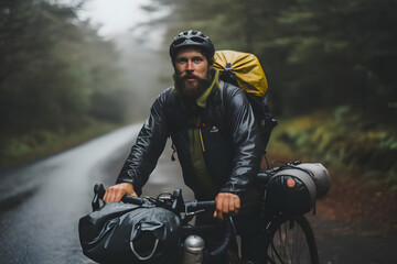 Obraz premium Bikepacking Across Scenic Routes