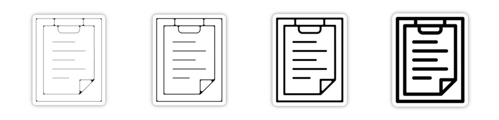 picto logo icones et symbole trace noir document papier cv feuille note liste relief - obrazy, fototapety, plakaty