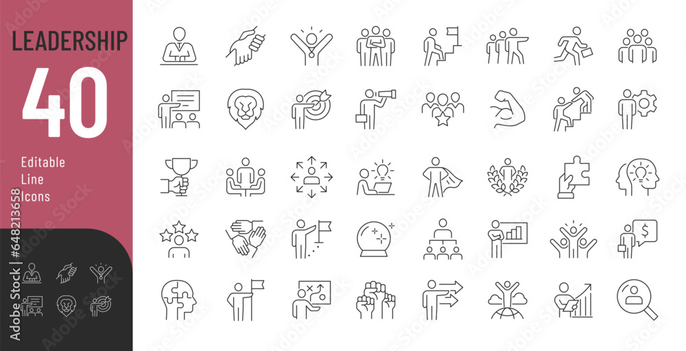 Wall mural leadership line editable icons set. vector illustration in modern thin line style of management icon