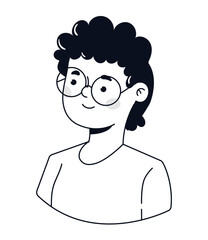 man with eyeglasses doodle icon
