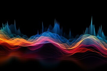 A unique visual representation of musical audio waves in a digital abstract form. Generative AI - obrazy, fototapety, plakaty
