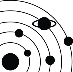 black and white solar system vector illustration graphic design