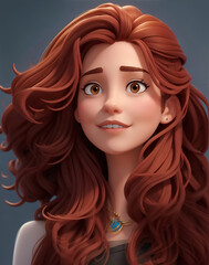 Obraz premium portrait of a girl with long red hair, Generative AI