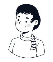 man with scarf doodle icon