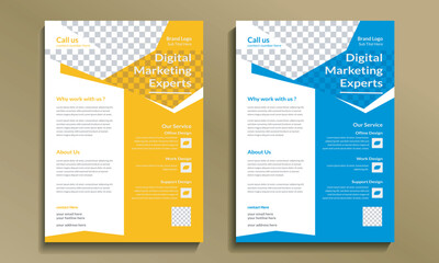 Smart corporate business flyer design template with 2 colors yellow and sayan vector