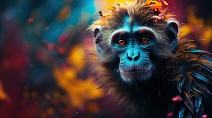 Mysterious Monkey Amidst Eerie Colors