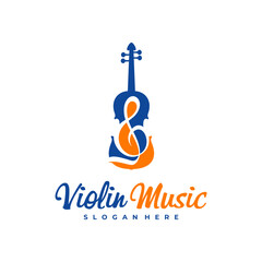 Violin Music Note logo design Template. Creative Violin logo vector illustration.