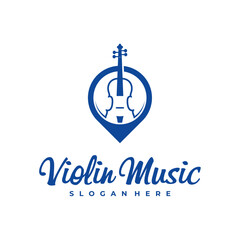 Violin Point logo design Template. Creative Violin logo vector illustration.