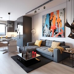 Modern small apartment interior design