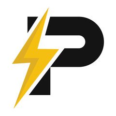 P logo power energy vector icon flat illustration isolated on white background. - obrazy, fototapety, plakaty