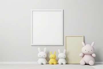 Mock up poster frame in children room,kids room,nursery mockup, Generative AI