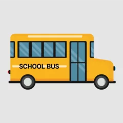 Deurstickers  Illustration of yellow school bus . illustration of school kids  © HBmini