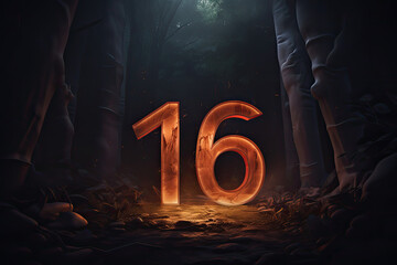 Number 16 in a twilight forest