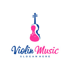 Women Violin logo design Template. Creative Violin logo vector illustration.